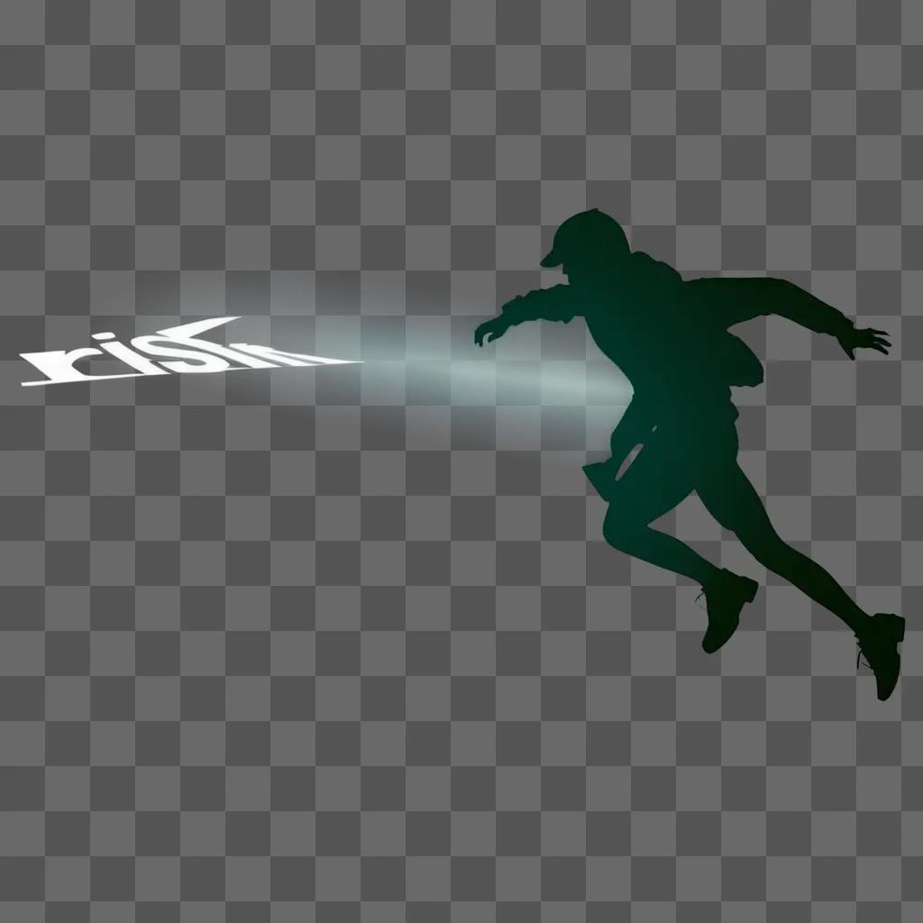 silhouette of a man running through a light