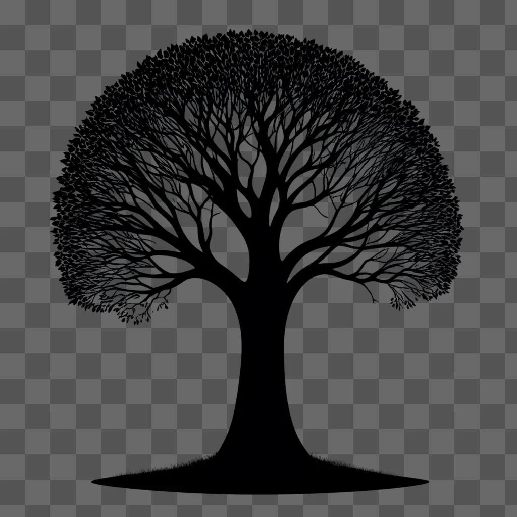 silhouette of a tree on a black background