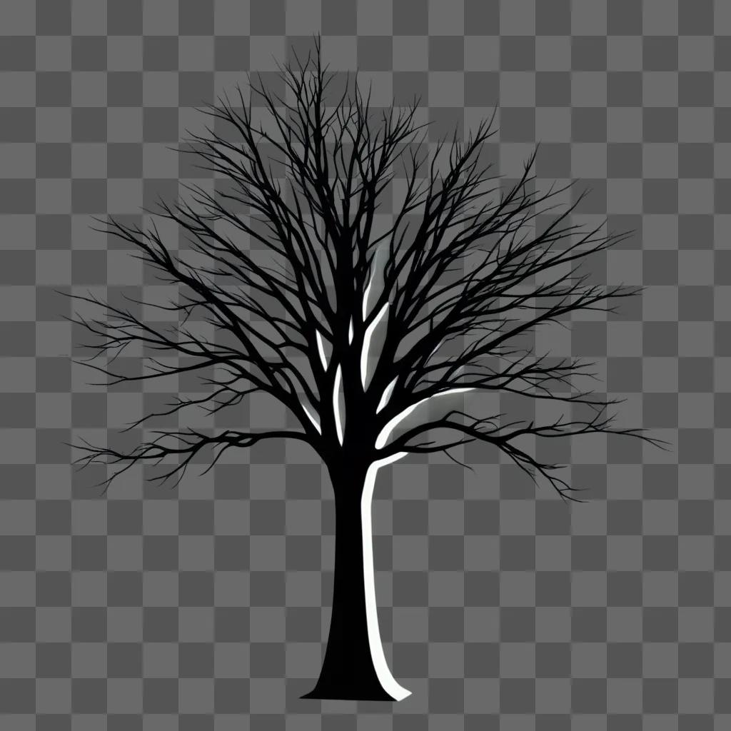 silhouette of a tree with a dark background