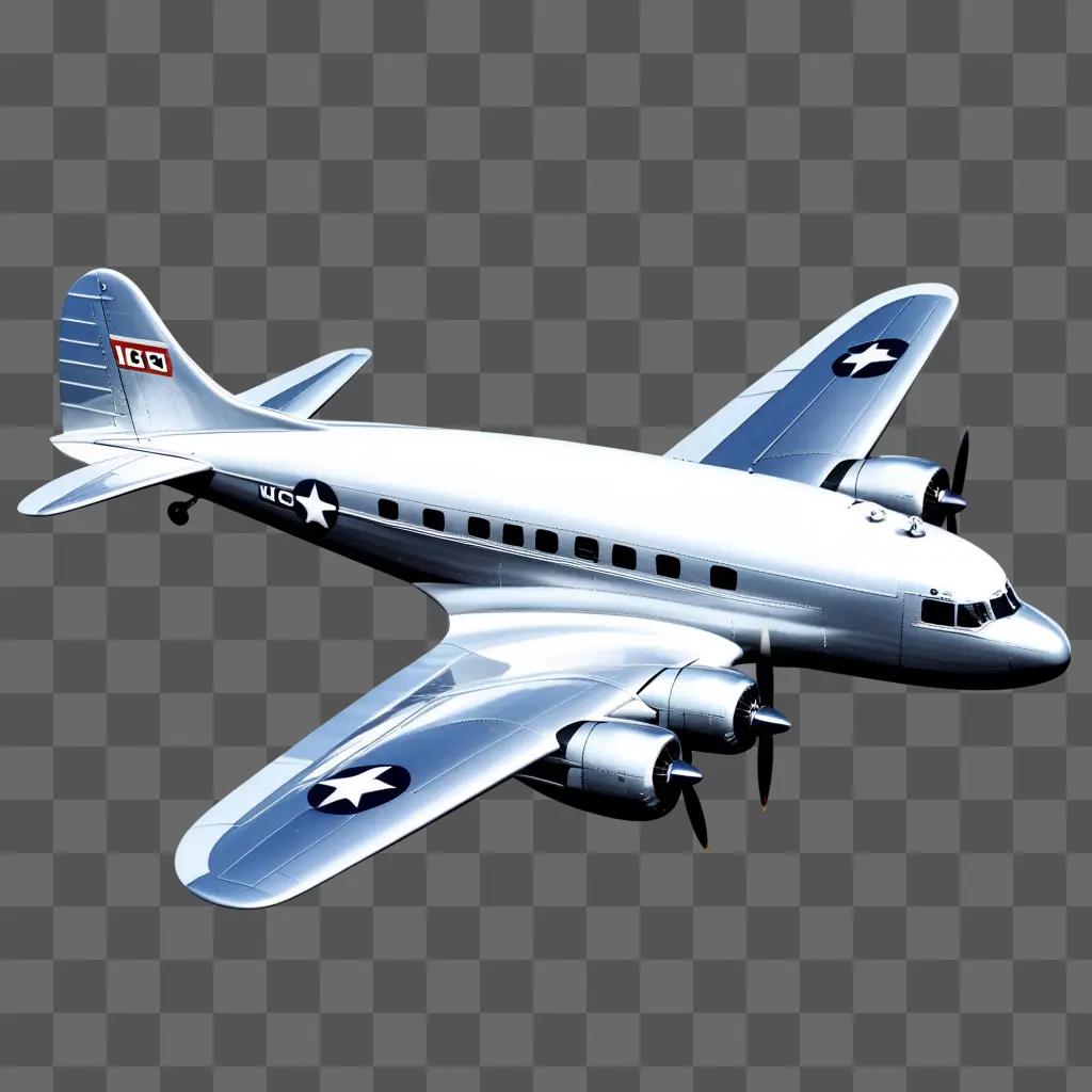 silver plane with black stars on the wings