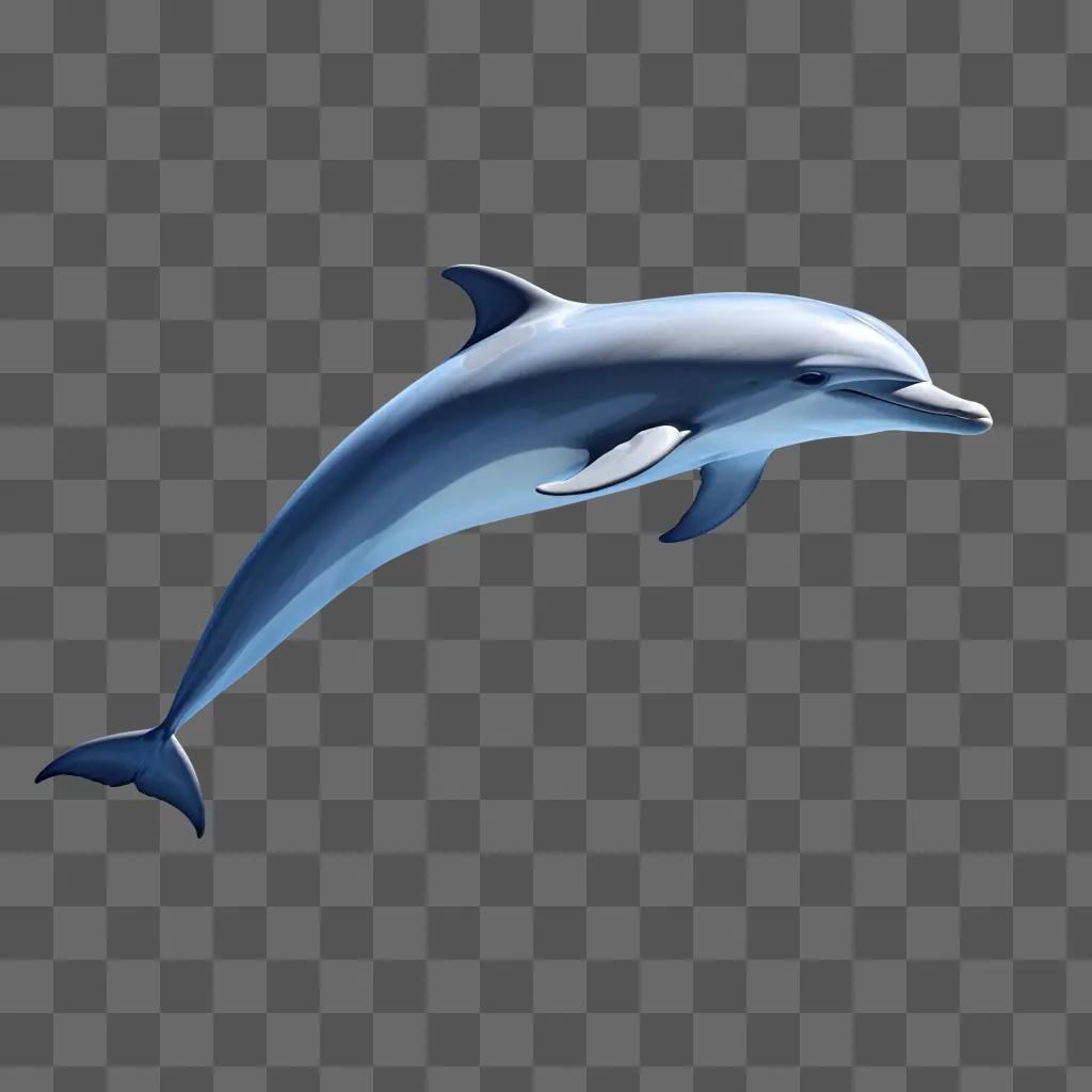 simple, lifelike dolphin drawing on a blue background