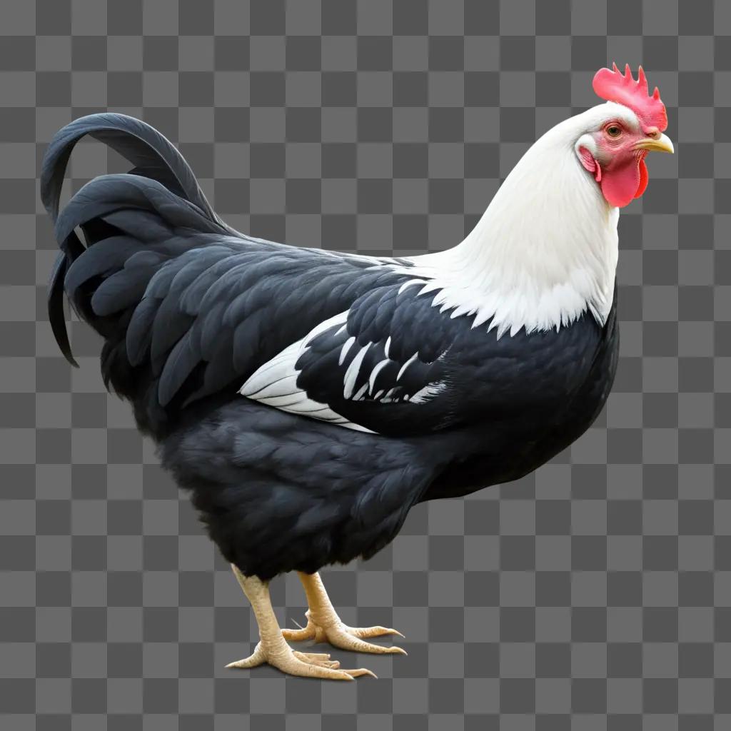 simple black and white chicken drawing