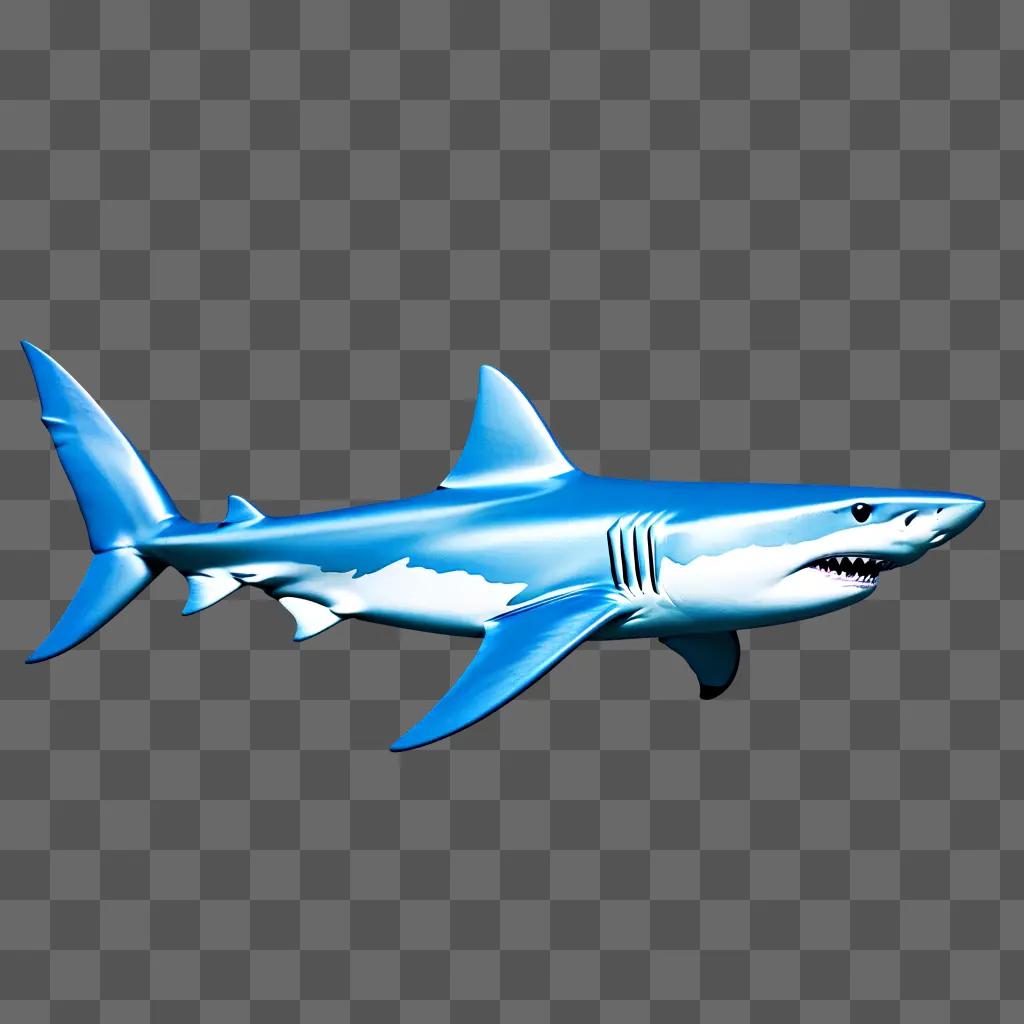 simple blue shark drawing against a blue background