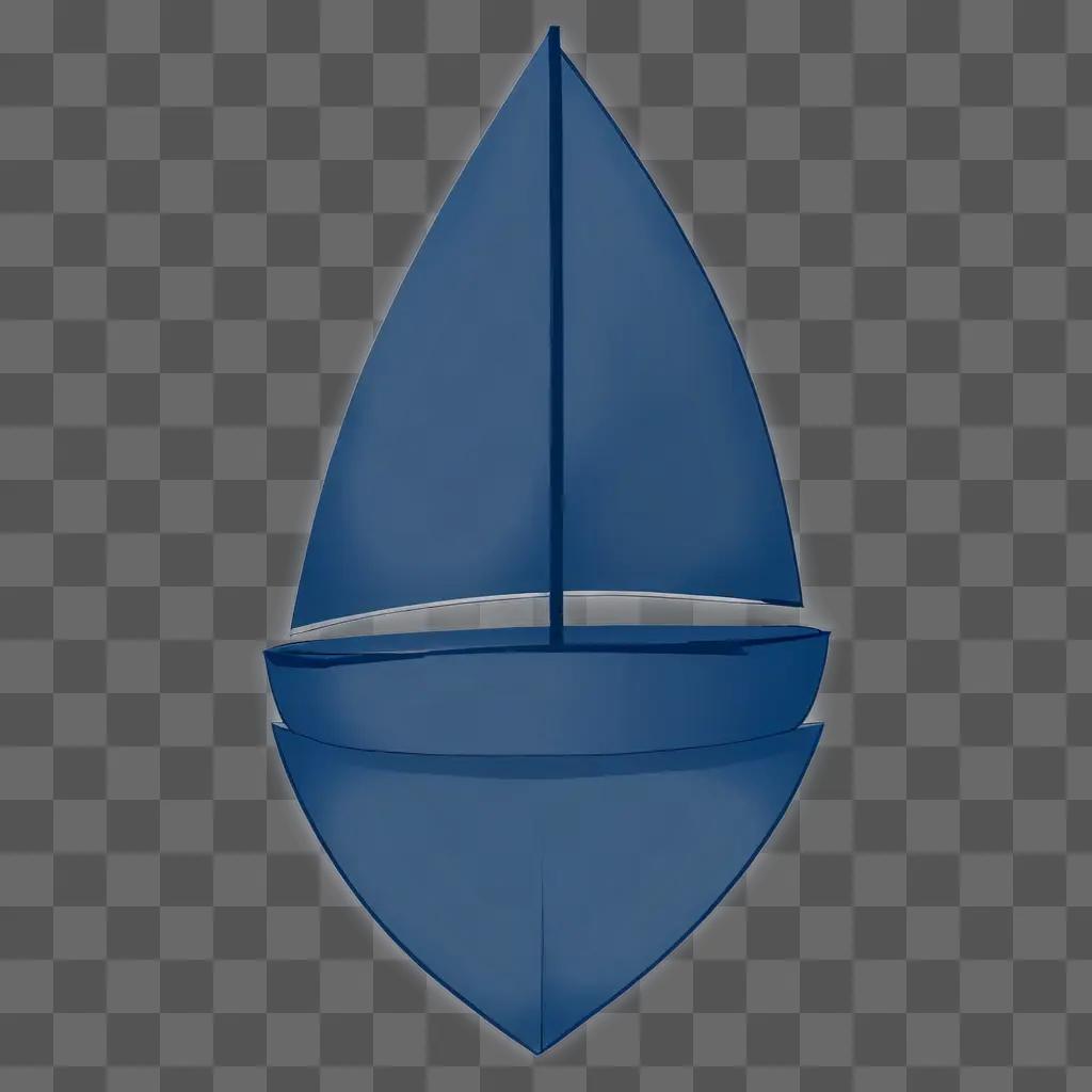 シンプルなボートの描画 紺色の背景に青いヨットが描かれています
