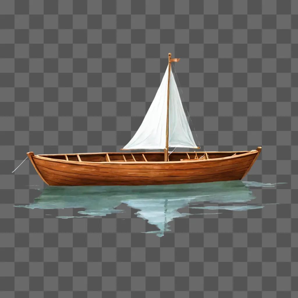 簡単なボートの描画帆を張ったボートは水中にあります