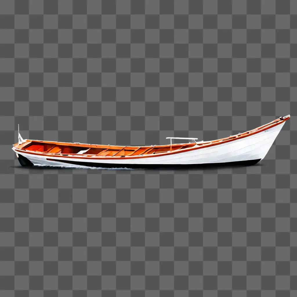 シンプルなボートの描画 白い底と赤いトリムのボートが水に浮かんでいます