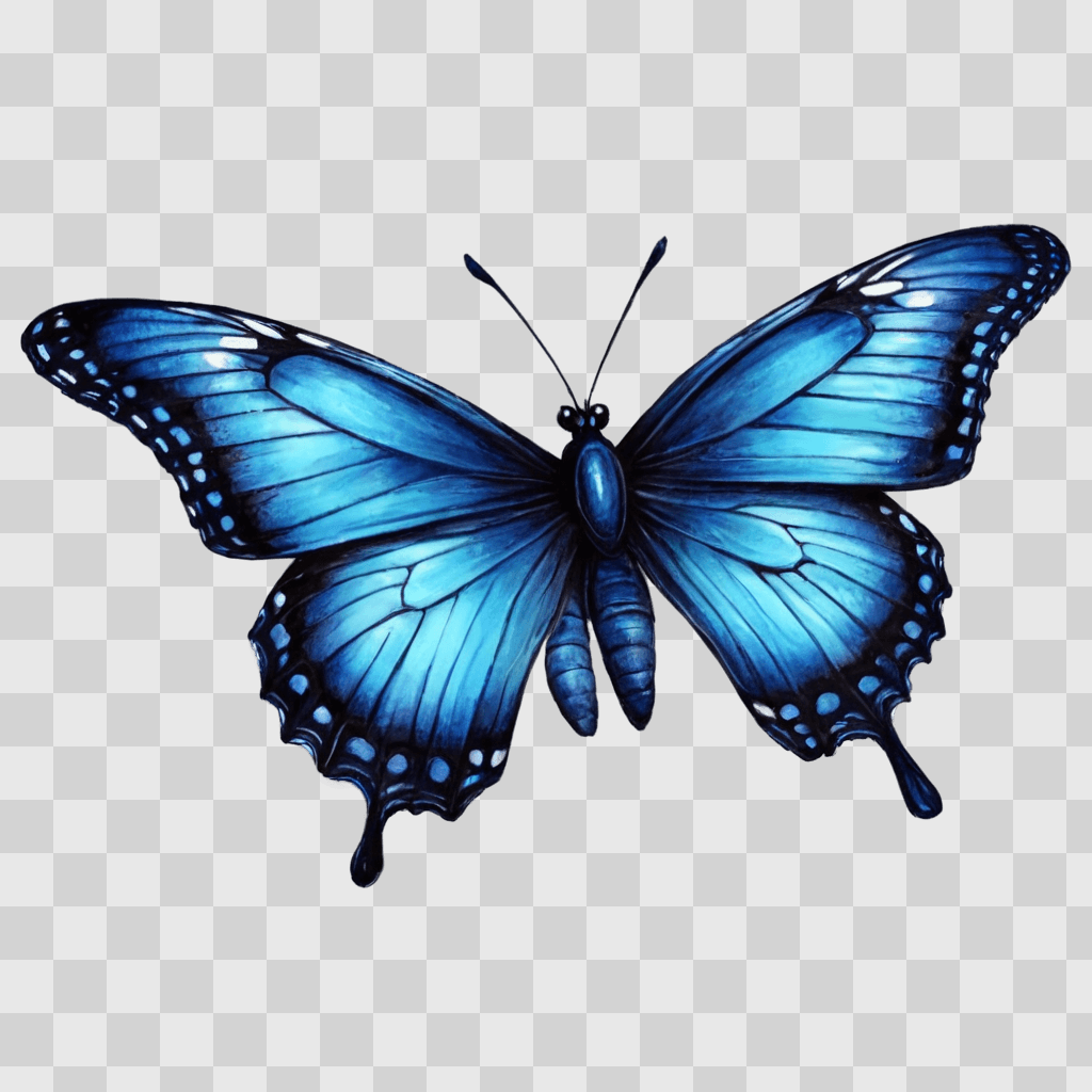 simple butterfly drawing A butterfly on a blue background with blue eyes