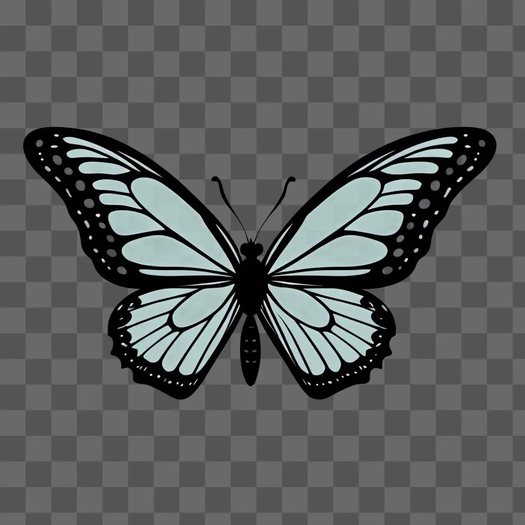 simple butterfly drawing on a black background