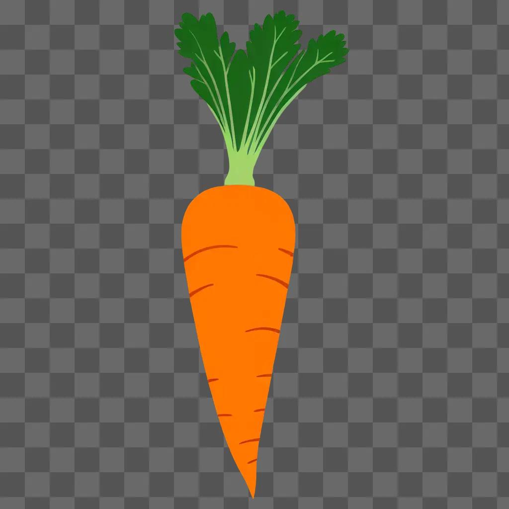 simple carrot drawing with green leafy top