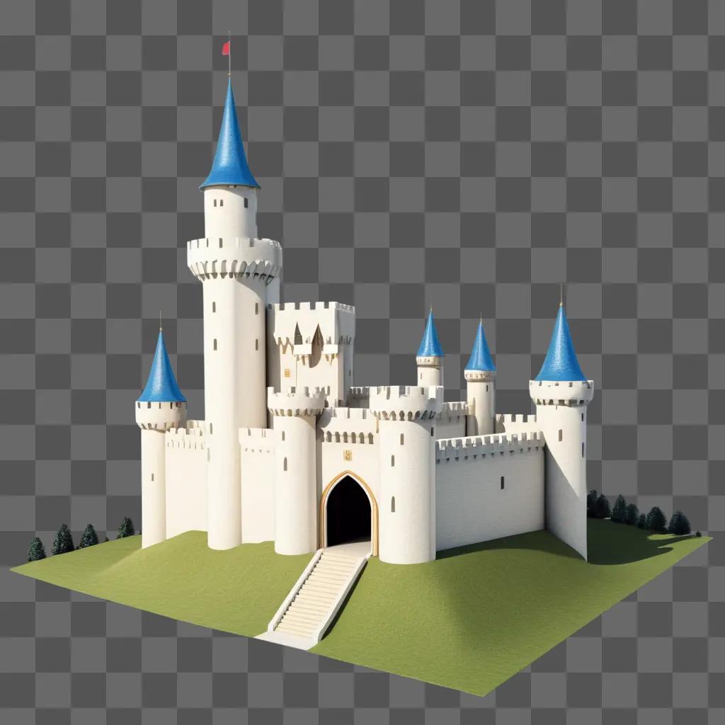 simple castle drawing with a blue sky in the background