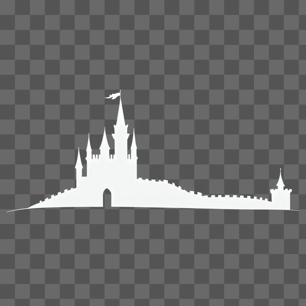 simple castle drawing with a flag on top