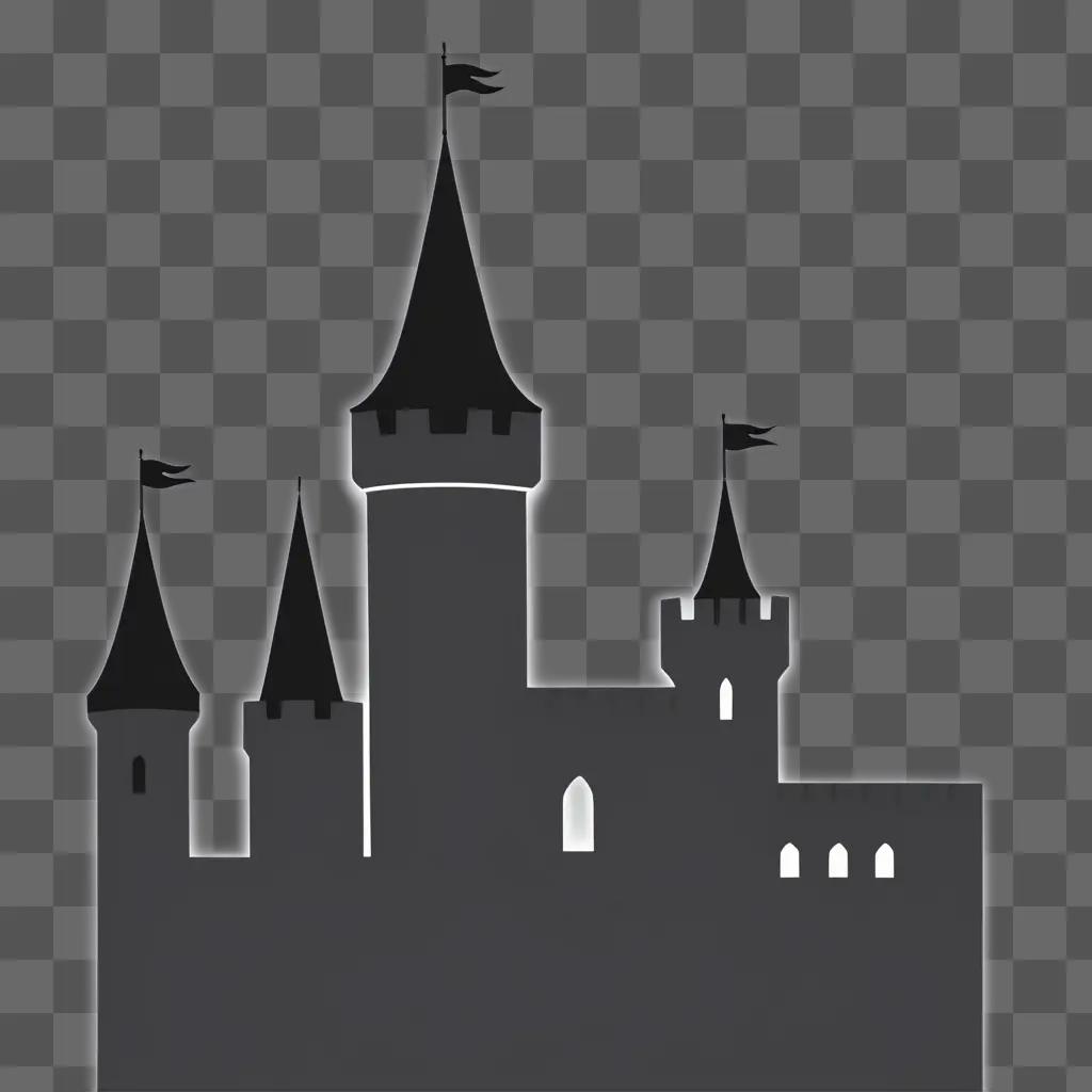 simple castle drawing with three towers