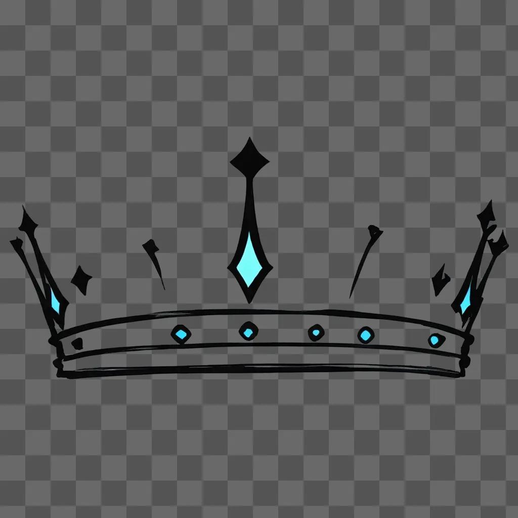 simple crown drawing A crown shines with blue lights