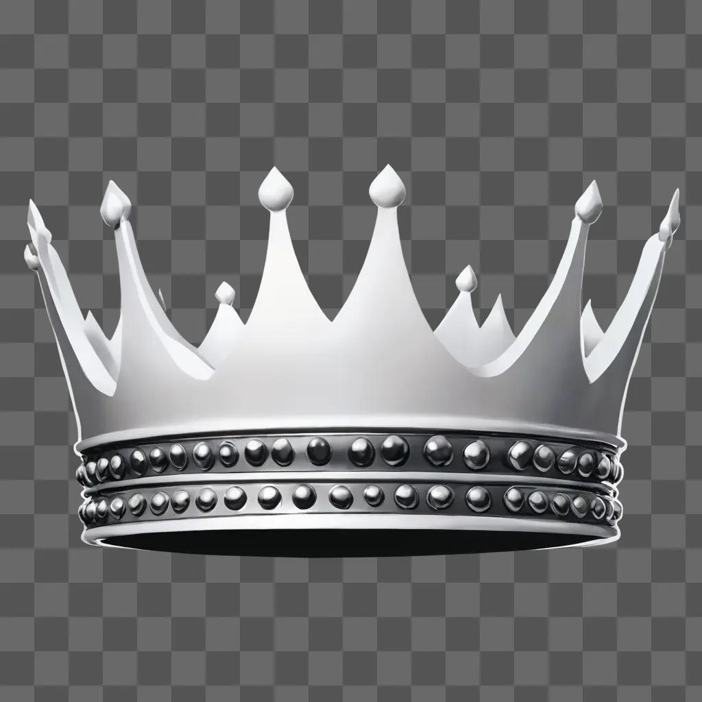 simple crown drawing Silver crown with black studs on a white background