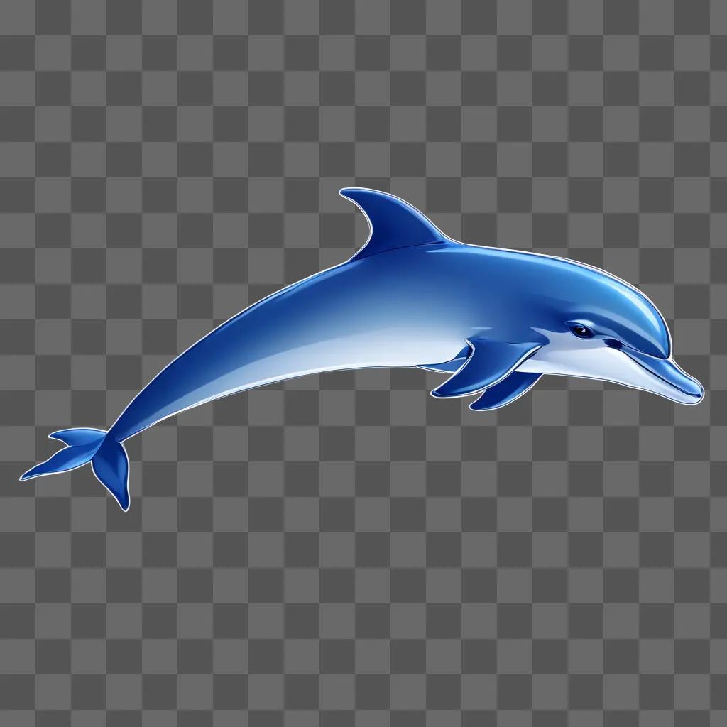 simple dolphin drawing A blue dolphin is flying against a blue background