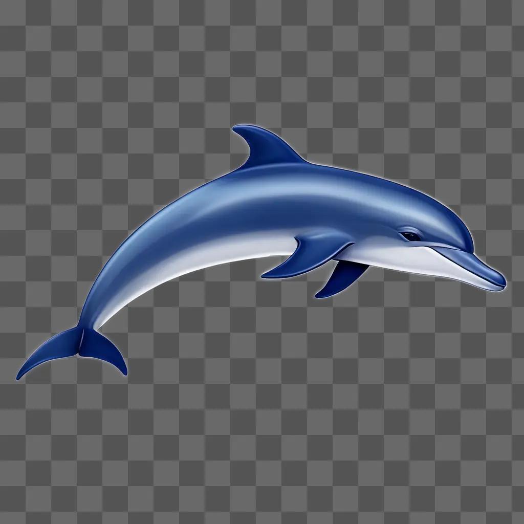 simple dolphin drawing A blue dolphin is glowing against a blue background