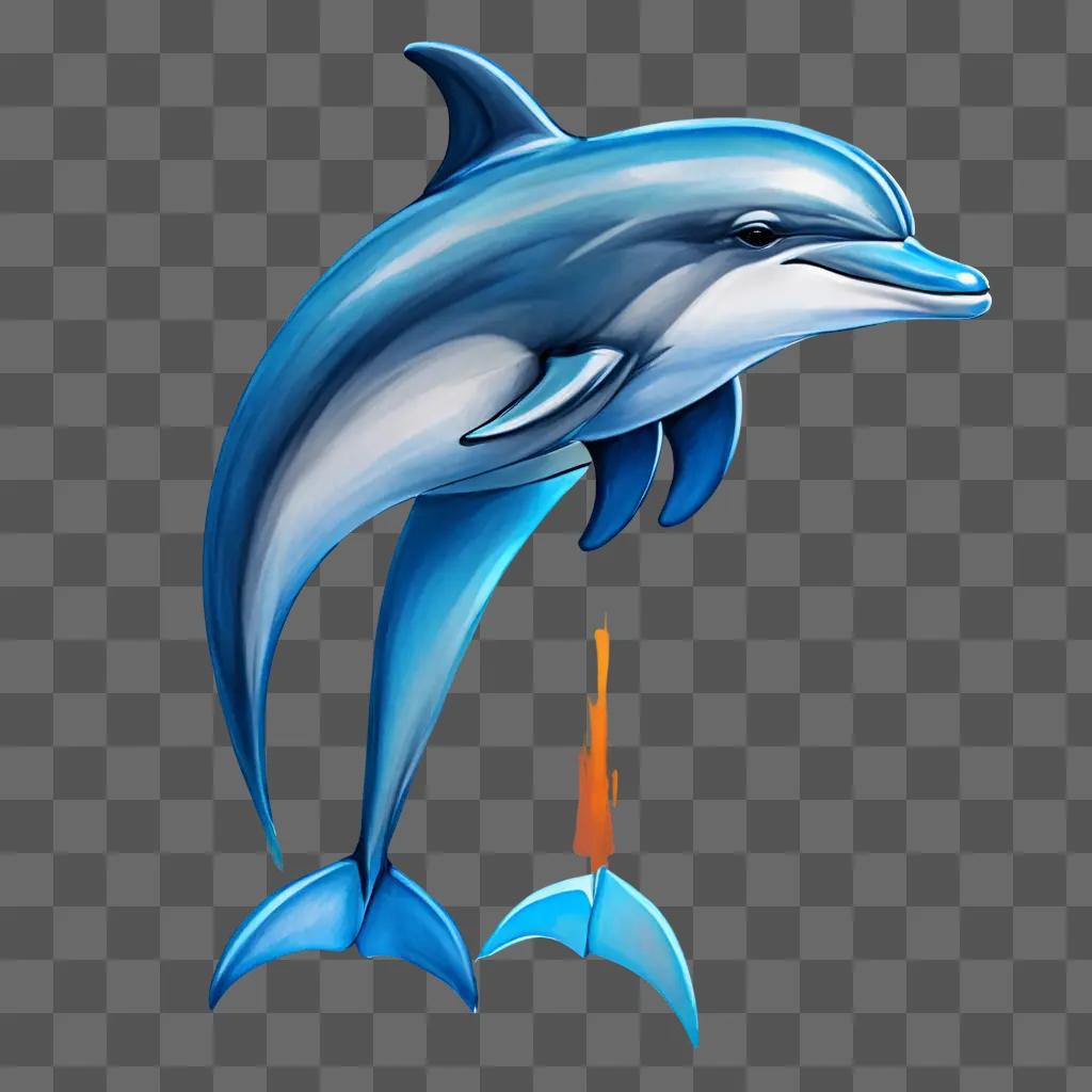 simple dolphin drawing A blue dolphin jumps in the air