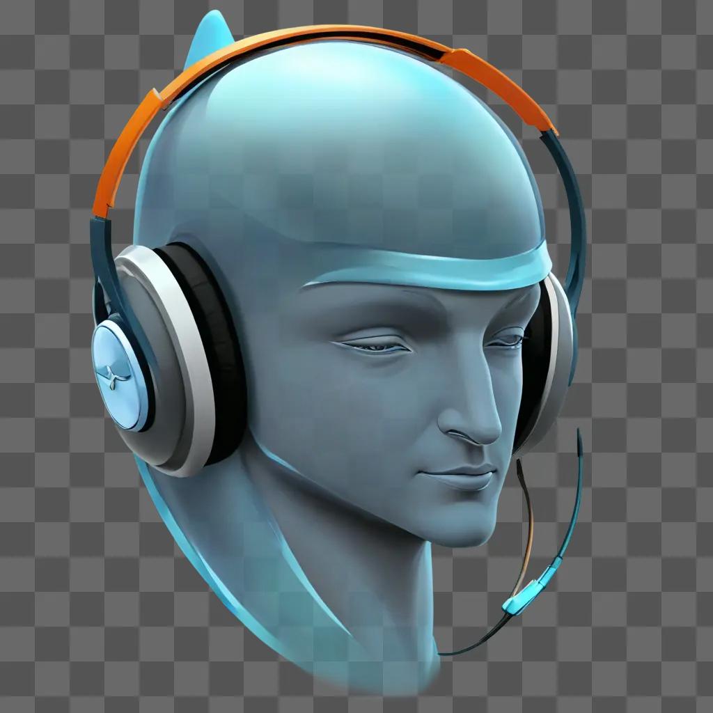 simple dolphin drawing A cartoon head with headphones and orange accents