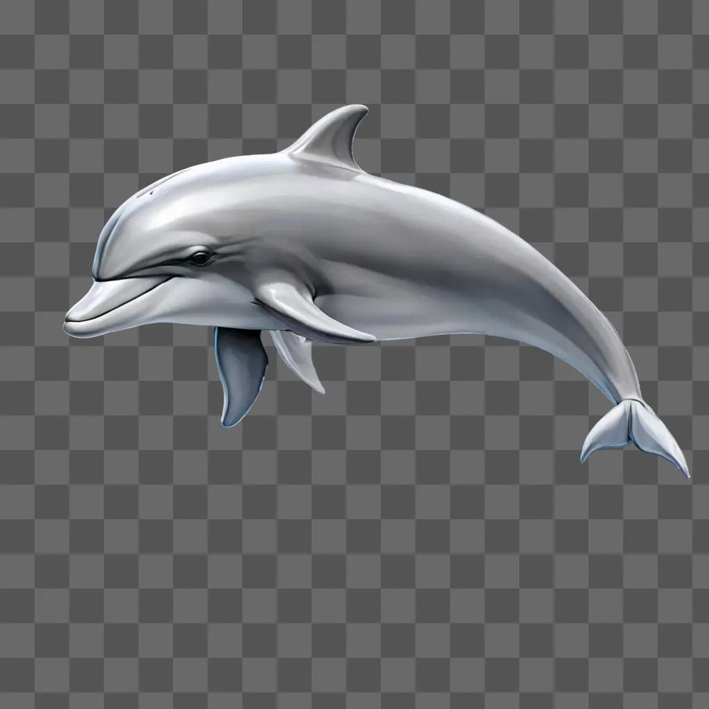 simple dolphin drawing A dolphin in a light gray background