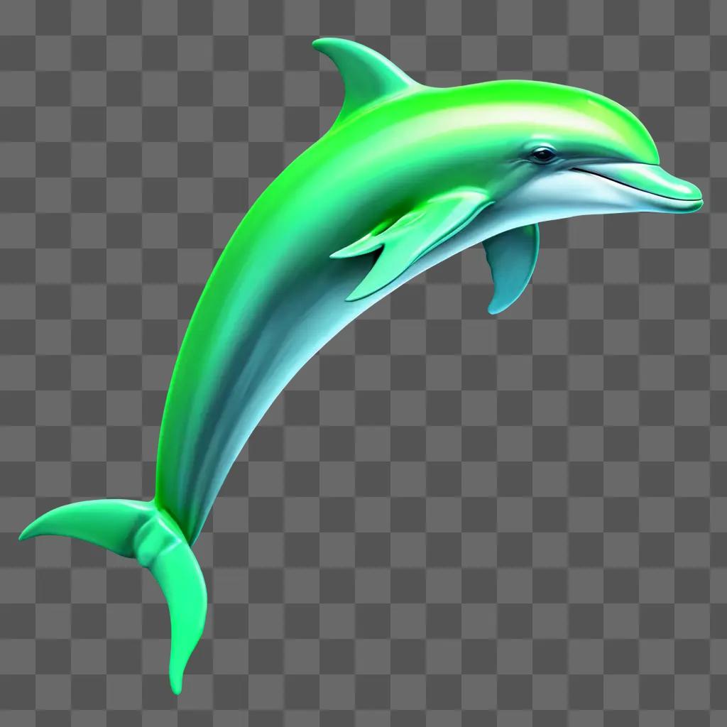 simple dolphin drawing A green dolphin with a blue glow