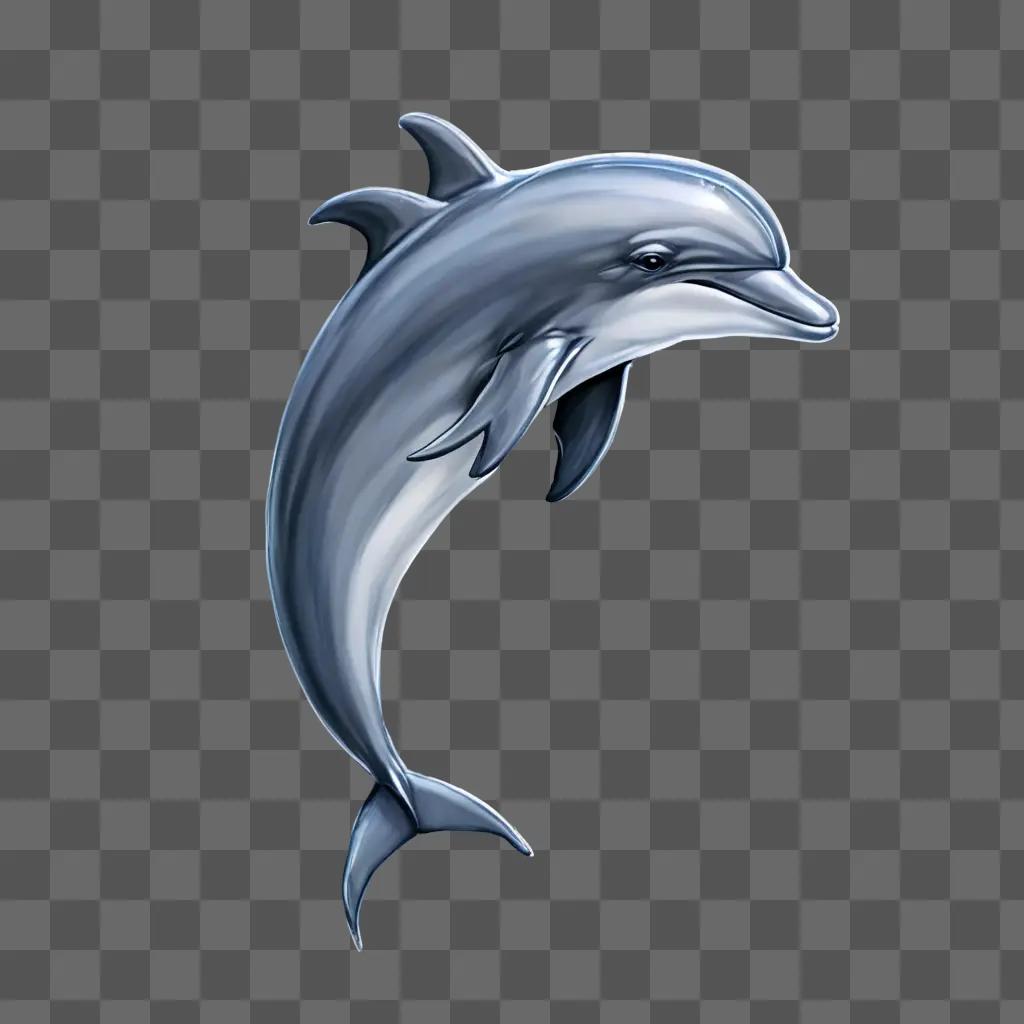 simple dolphin drawing A silver dolphin is in the air