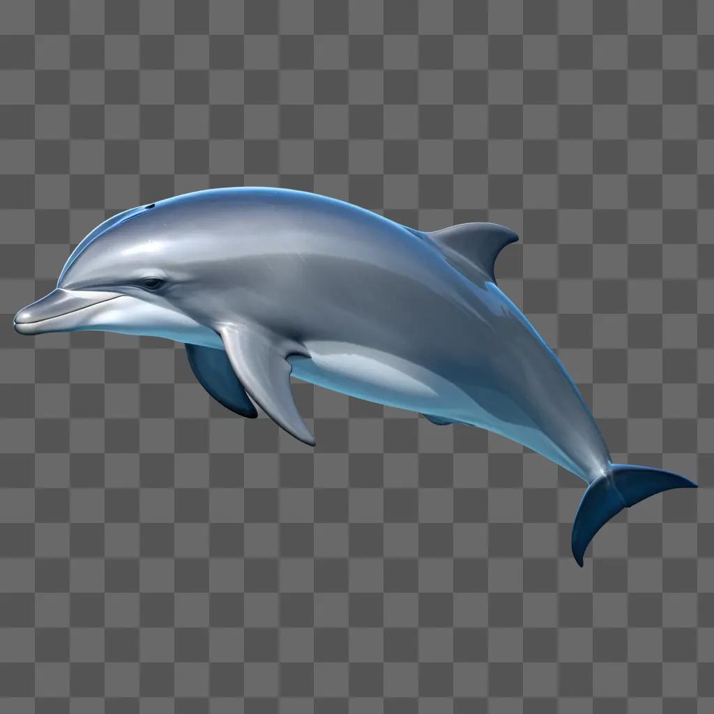 simple dolphin drawing in blue and white