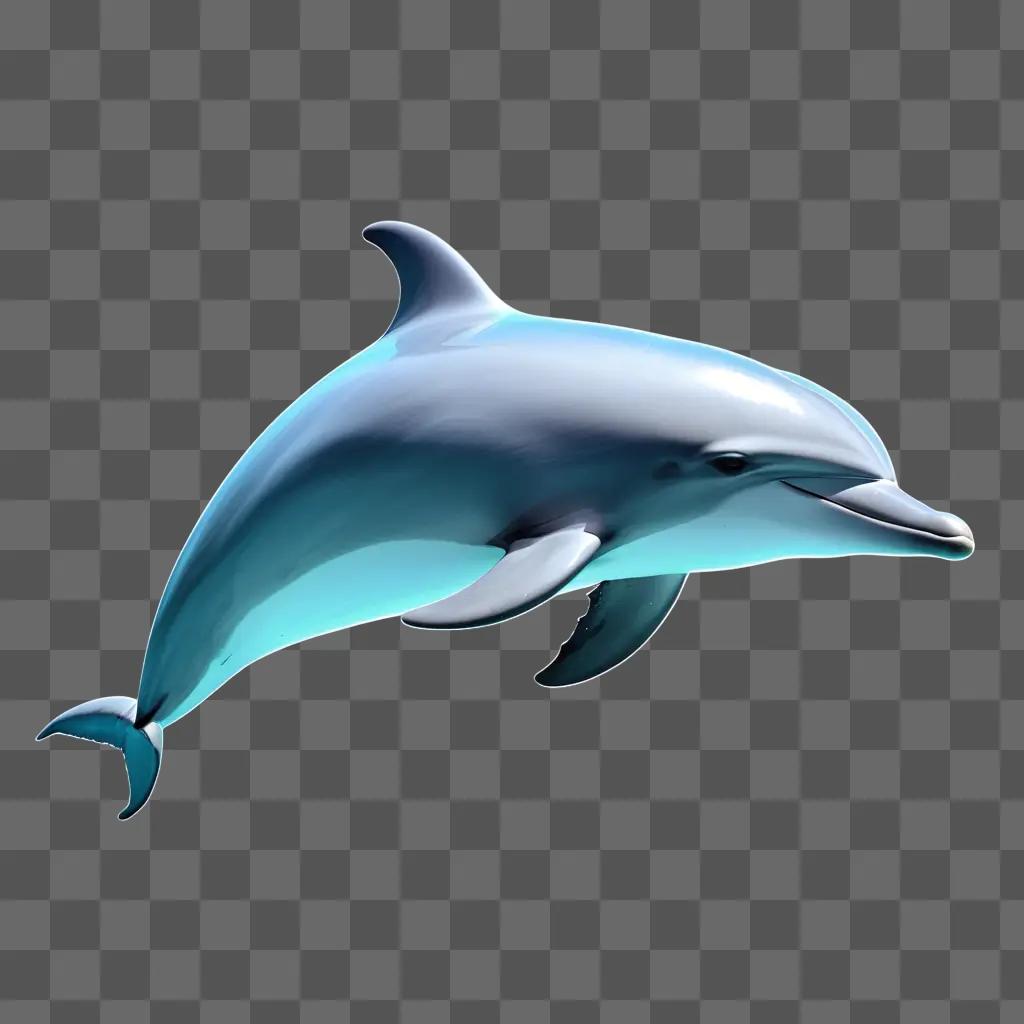 simple dolphin drawing in blue color on the blue background