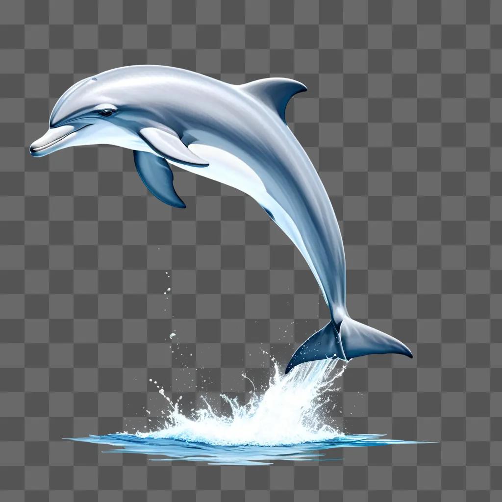 simple dolphin drawing of a dolphin jumping into the air