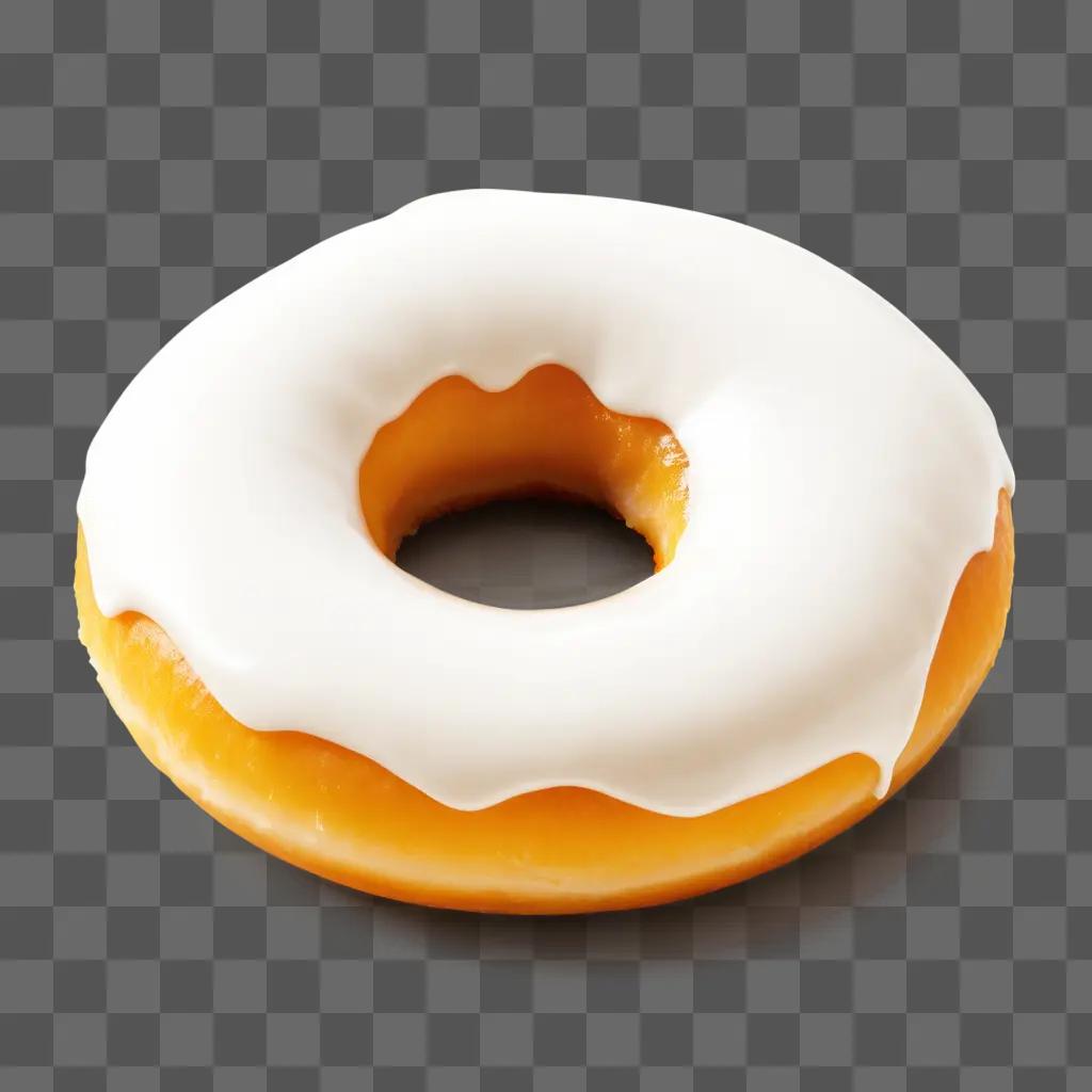 simple donut with white icing on a beige surface