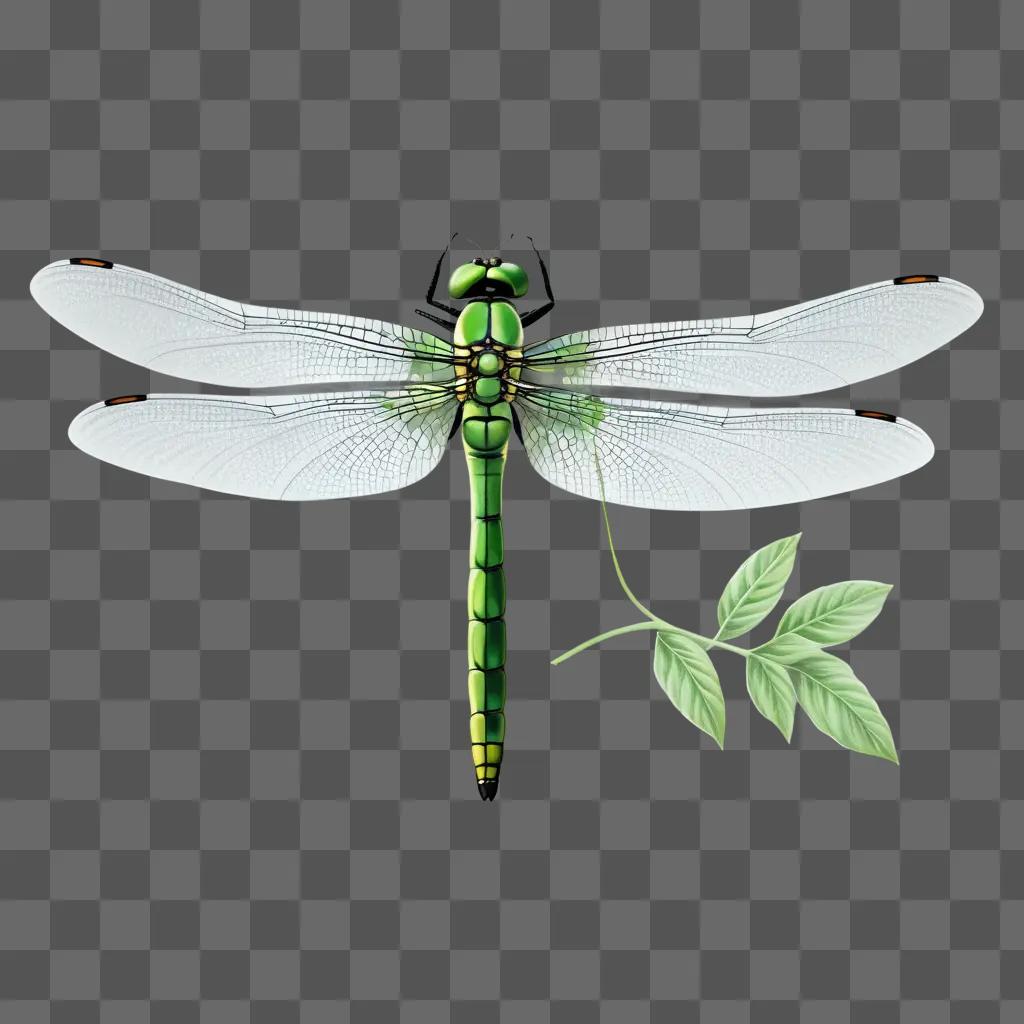 simple dragonfly drawing on a green background