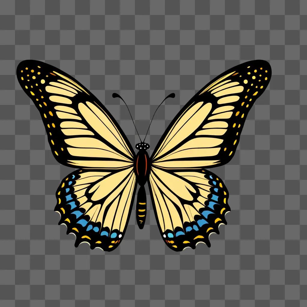 simple drawing of a butterfly on a dark background