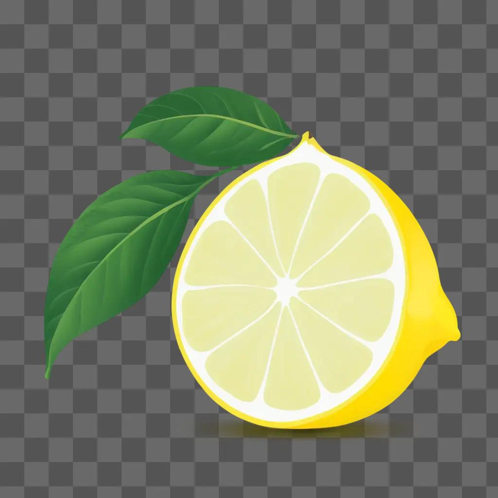 simple drawing of a lemon and leaf