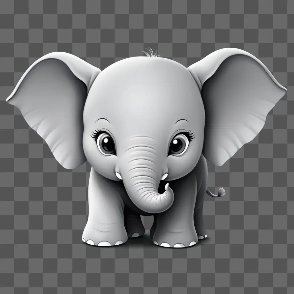 simple elephant drawing on a gray background