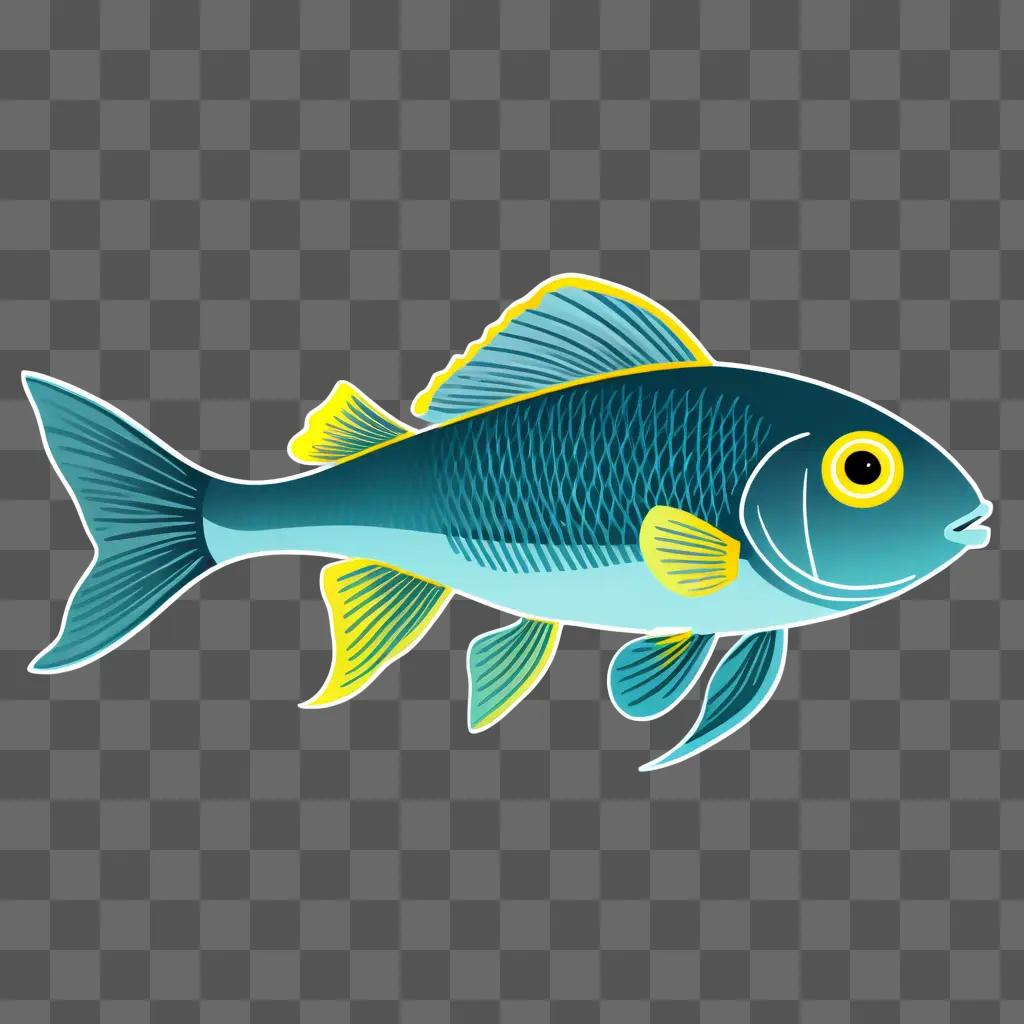 simple fish drawing with a glow effect