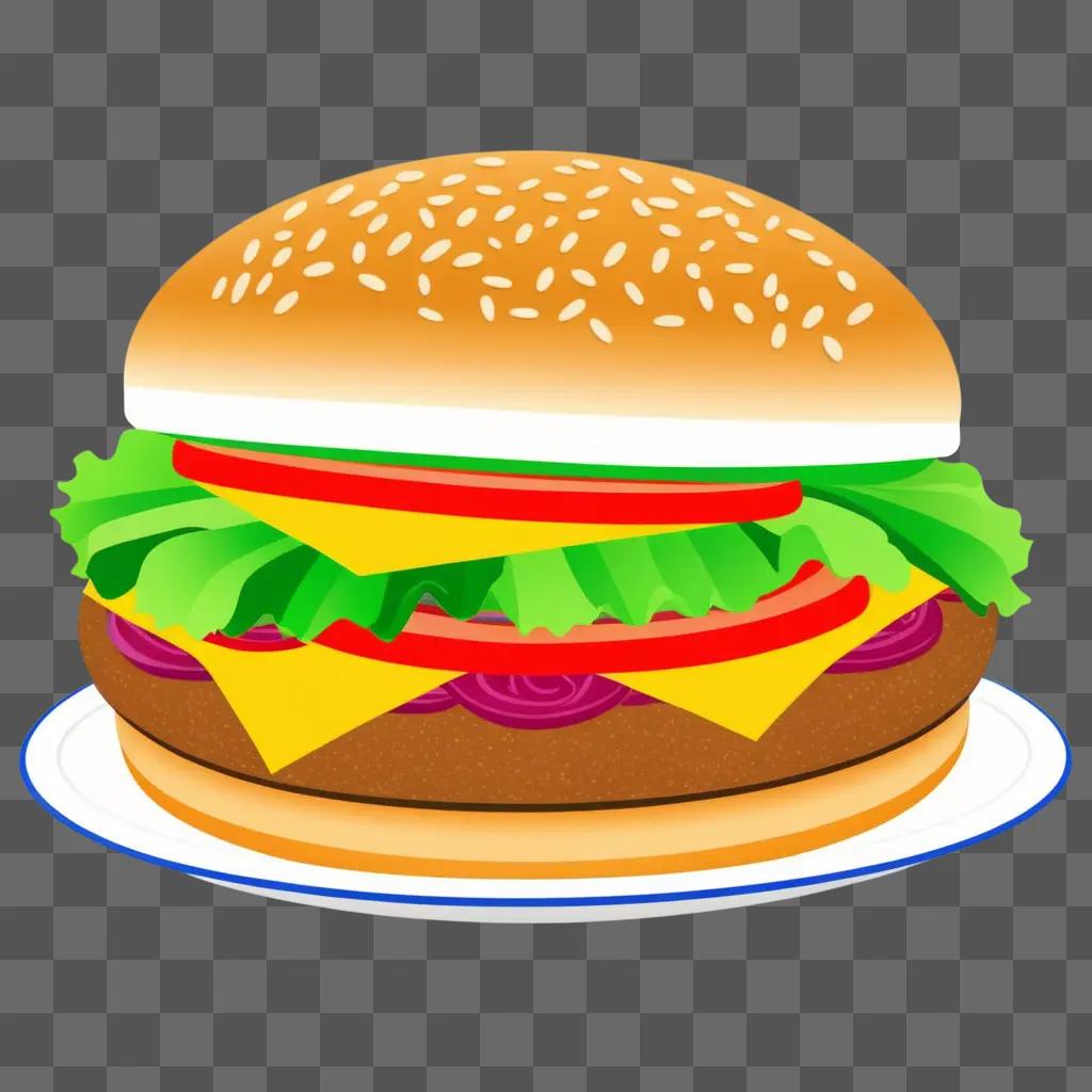 simple hamburger in a plate with a bright background