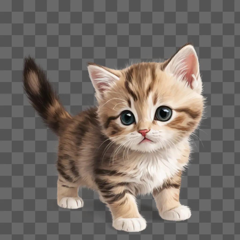 simple kitten drawing A cute kitten stands on its hind legs