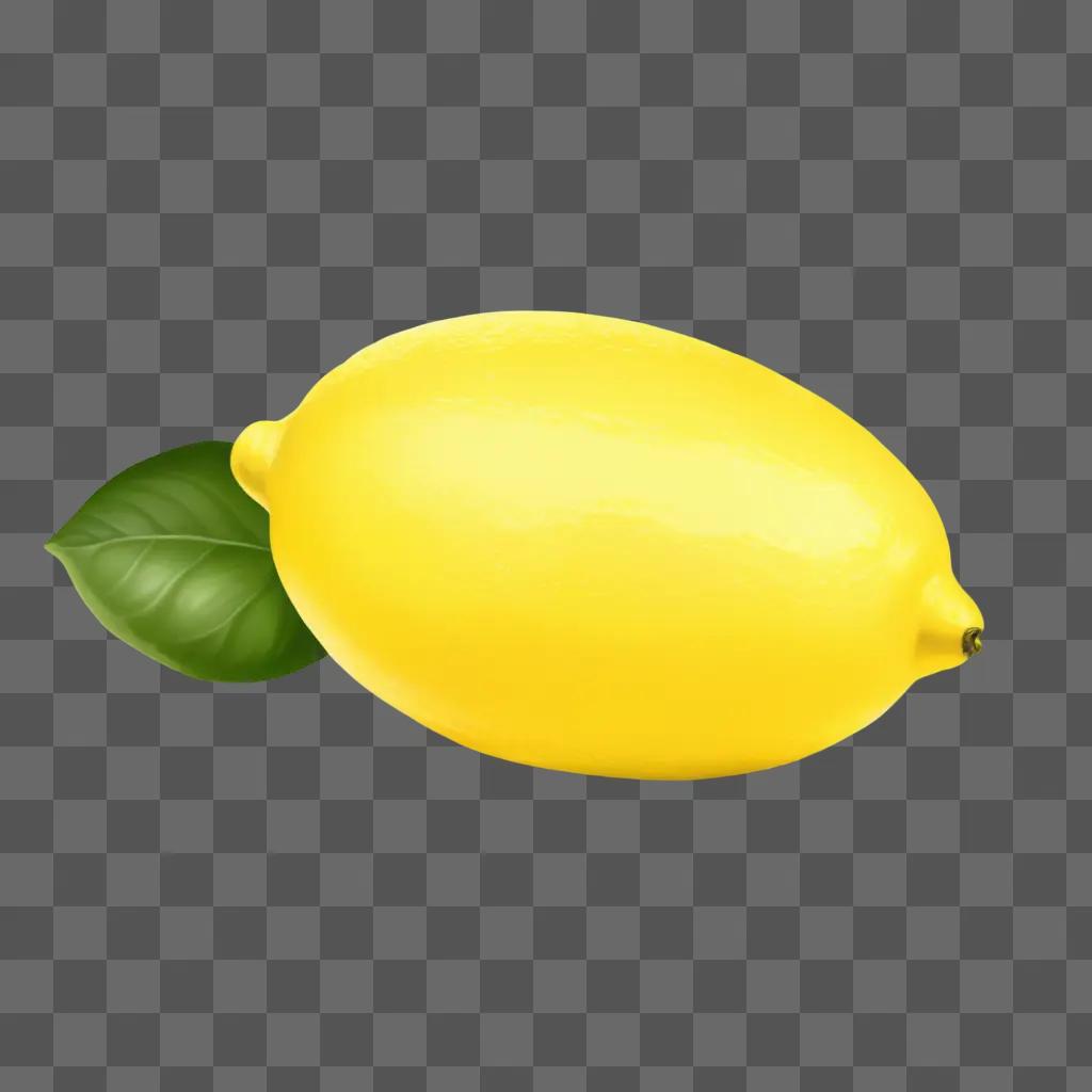 simple lemon drawing with a green leaf