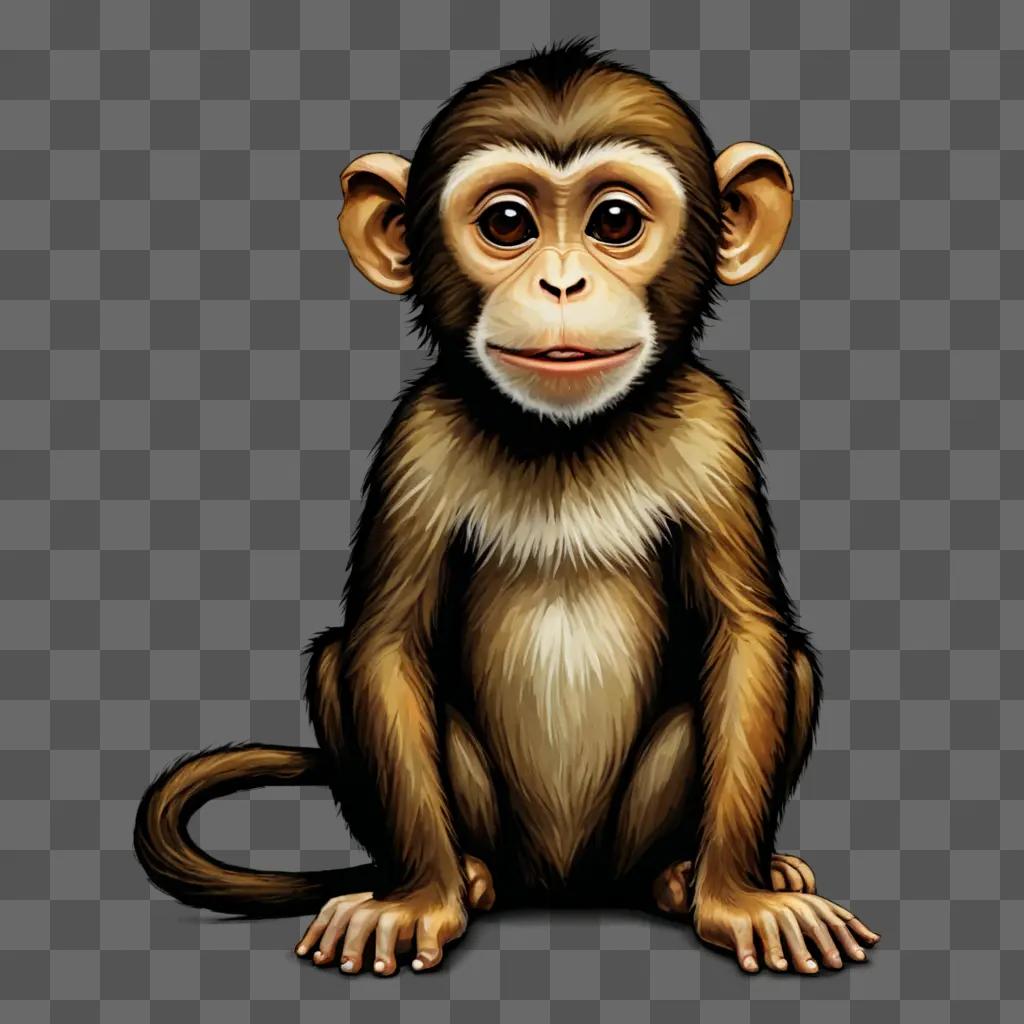 simple monkey drawing A cute cartoon monkey with big eyes