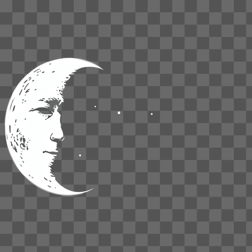 simple moon drawing with a face on it