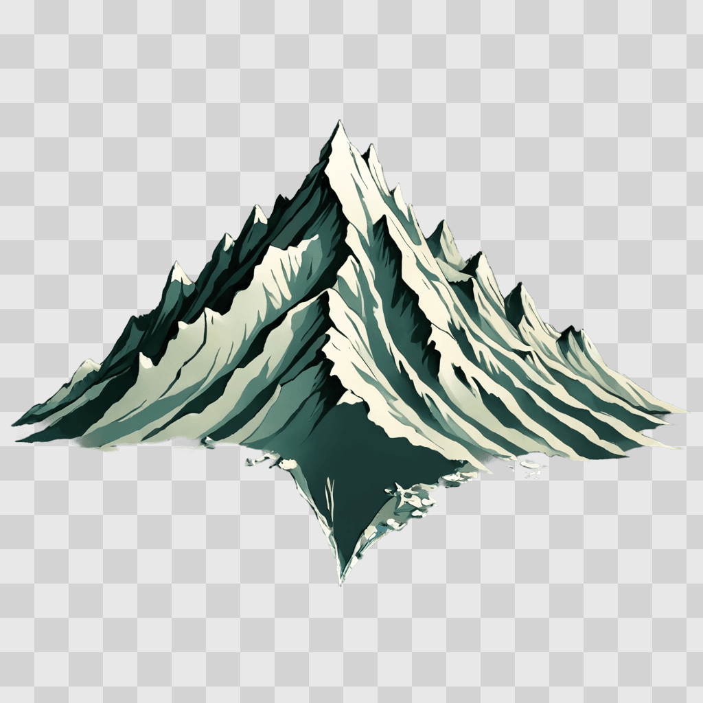 simple mountain drawing A 3D mountain stands in a green background