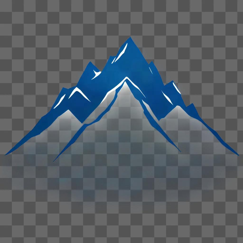 simple mountain drawing A cartoon mountain in blue and white