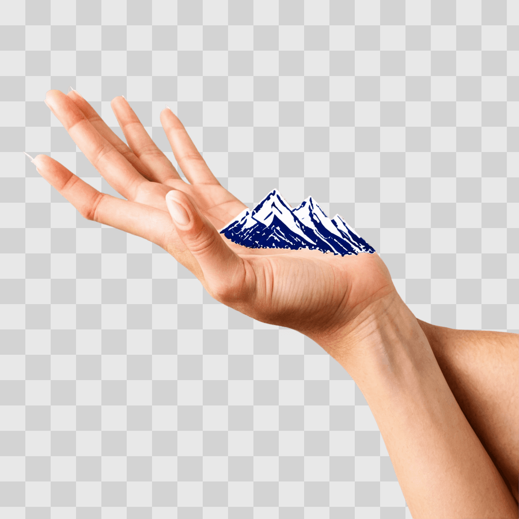 simple mountain drawing A womans hand holding a mountain drawing