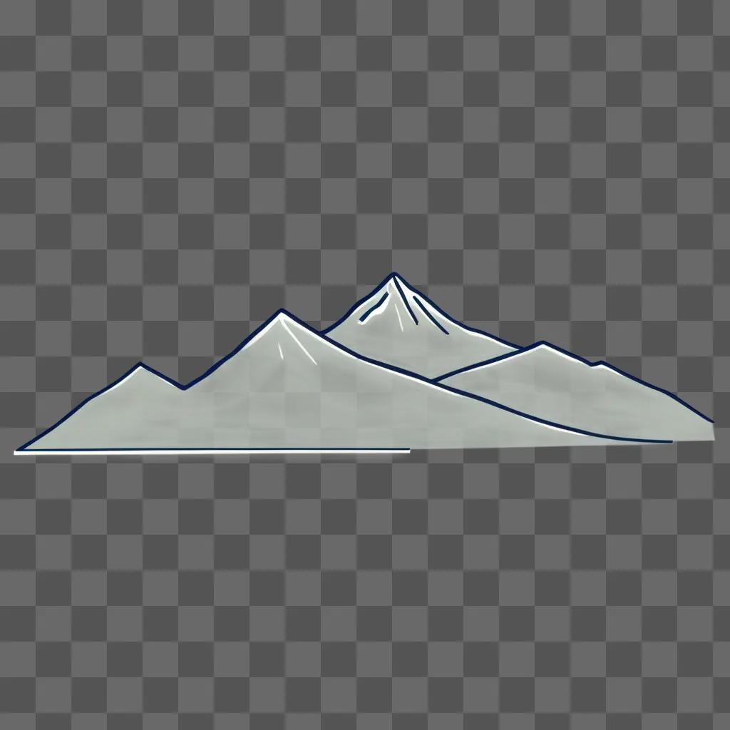 simple mountain drawing is shown in a gray background