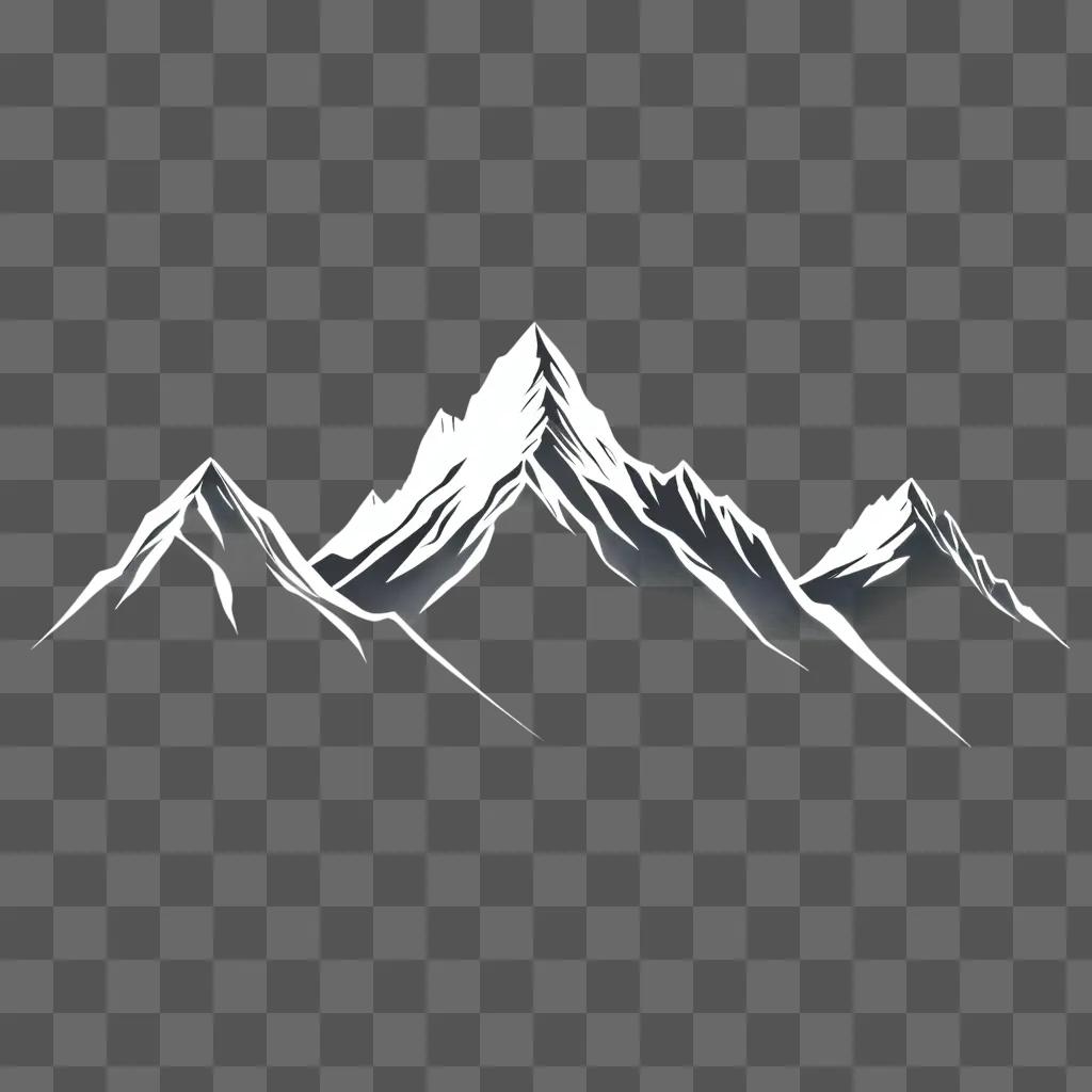 simple mountain drawing is shown on a gray background