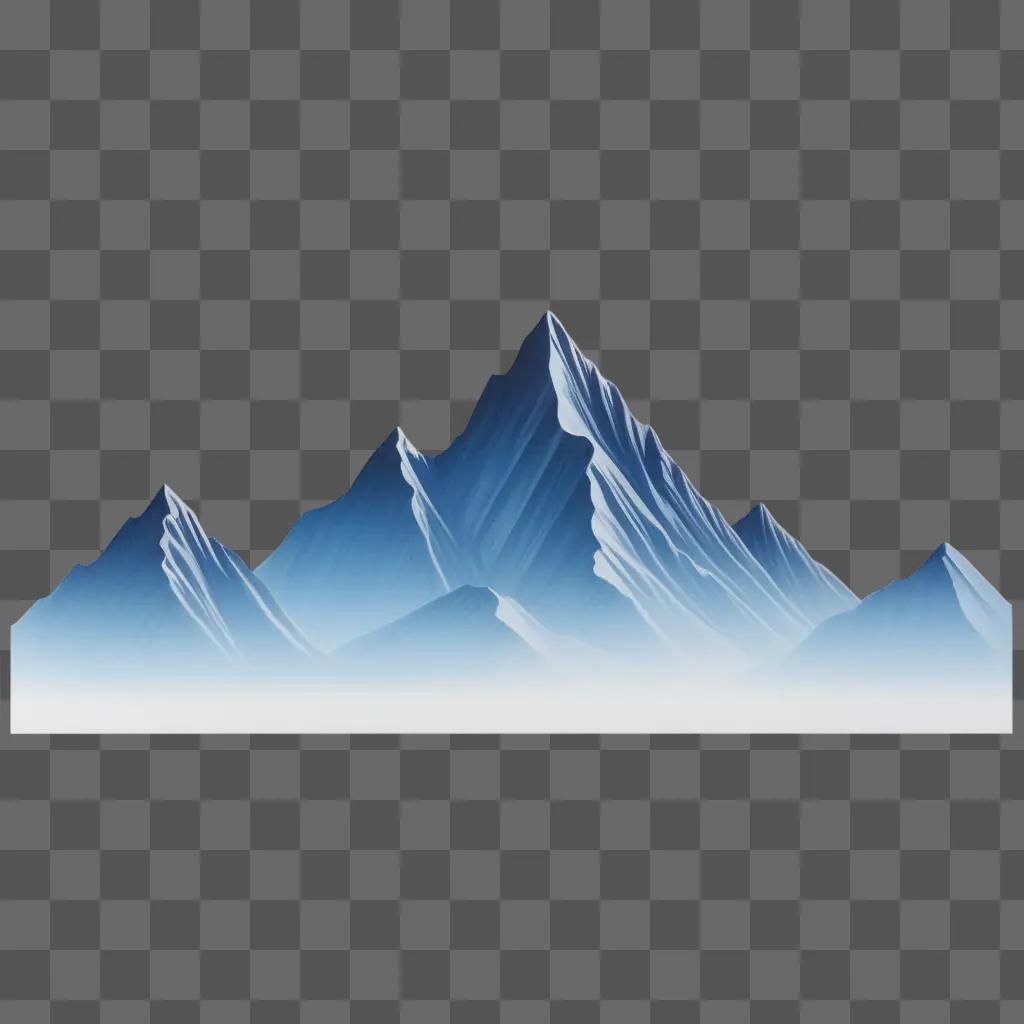 simple mountain drawing with blue mountains