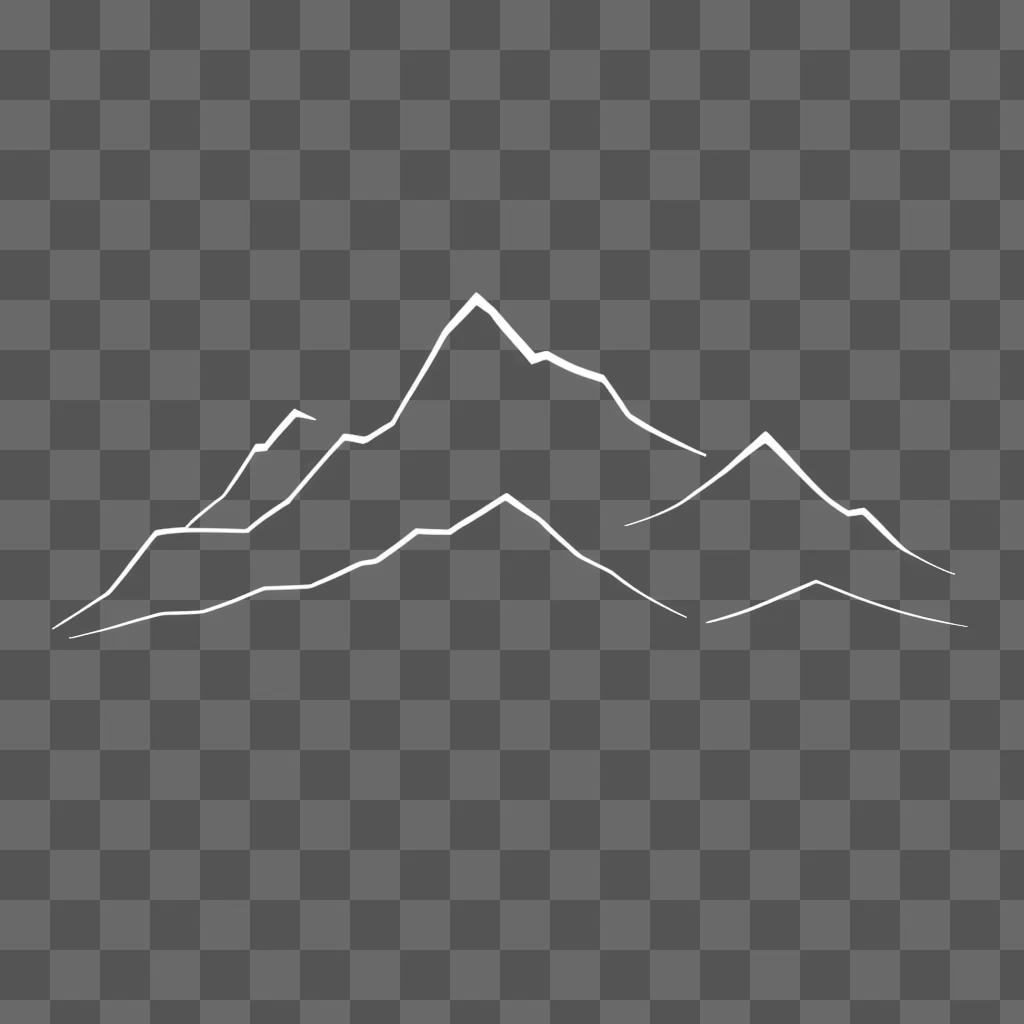 simple mountain drawing with light pink outline