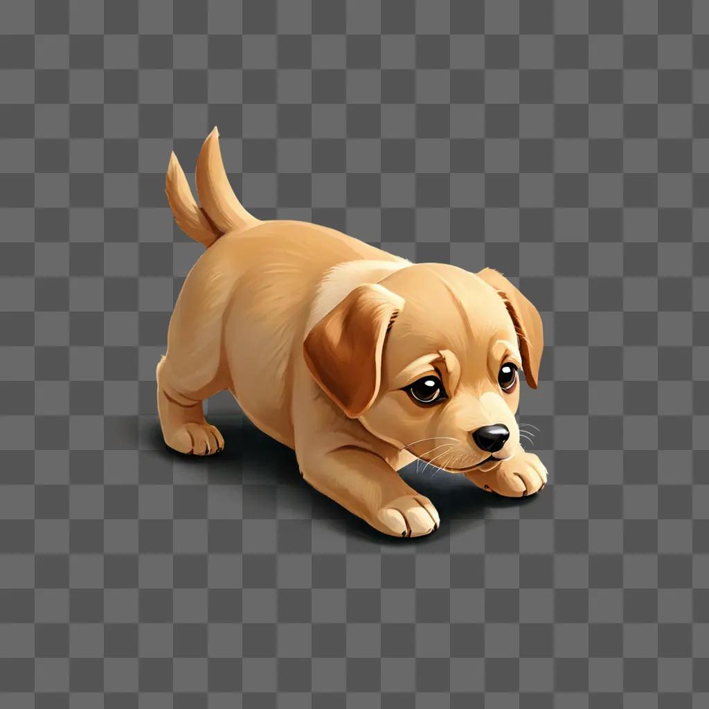 simple puppy drawing A cute dog walking on a brown background