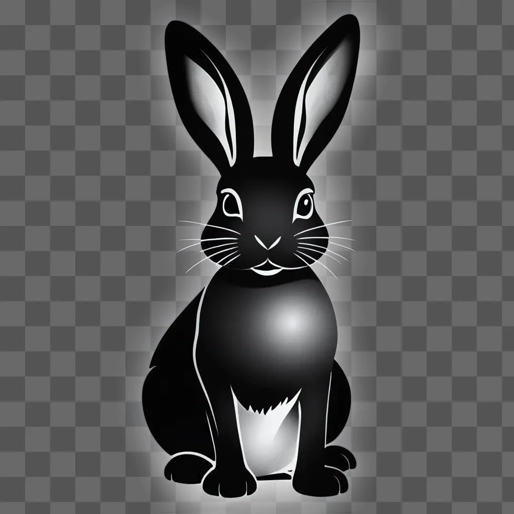 simple rabbit drawing A black rabbit with white ears and nose