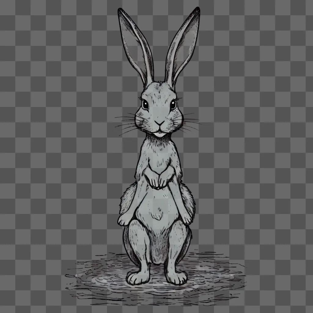 simple rabbit drawing A rabbit is sitting on a ground