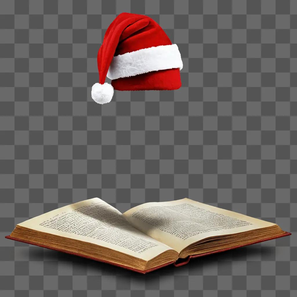 simple santa hat drawing A Santa hat sits atop a book